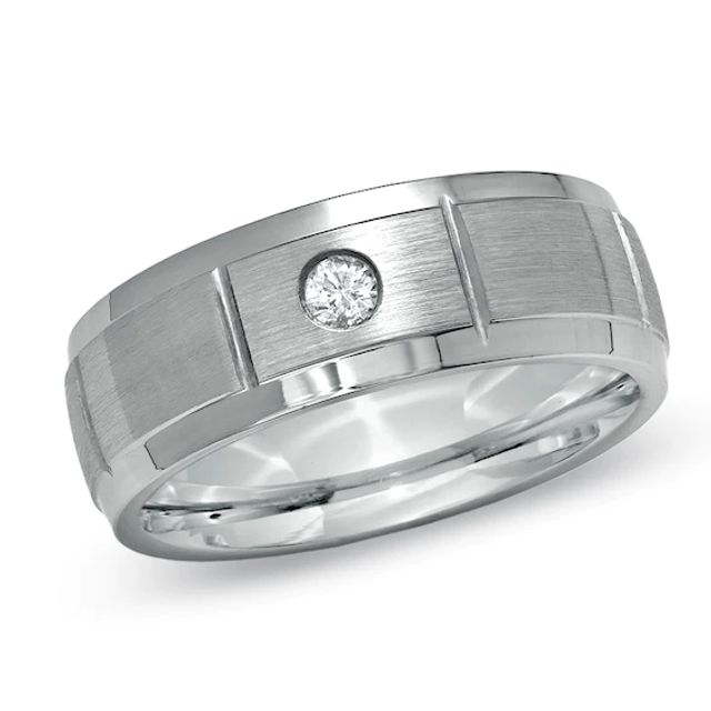 1/10 CT. T.w. Diamond Step Edge Wedding Band in Cobalt - Size 10