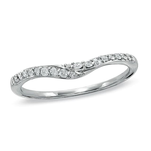 1/6 CT. T.w. Diamond Swoop Contour Wedding Band in 14K White Gold