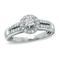 1/2 CT. T.w. Diamond Split-Shank Frame Engagement Ring in 14K White Gold