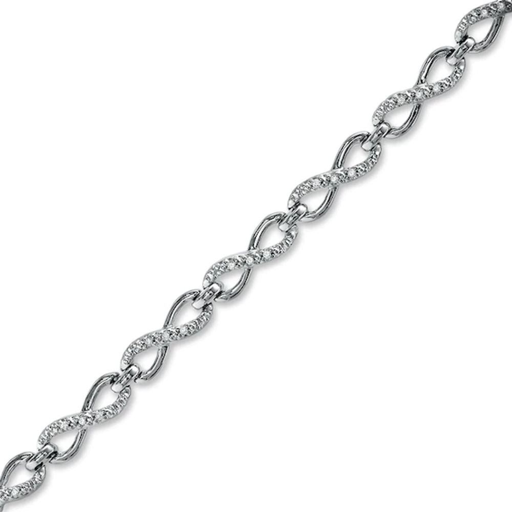 1/8 CT. T.w. Diamond Figure Eight Link Bracelet in Sterling Silver