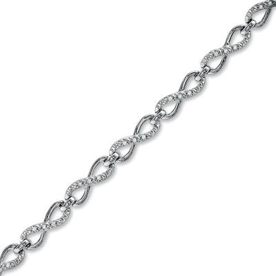 1/8 CT. T.w. Diamond Figure Eight Link Bracelet in Sterling Silver