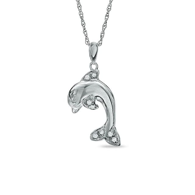 1/20 CT. T.w. Diamond Dolphin Pendant in Sterling Silver