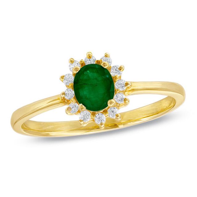 Oval Emerald and Diamond Ring in 10K Gold