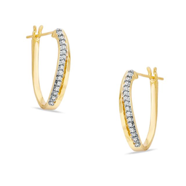 1/5 CT. T.w. Diamond Wave Hoop Earrings in 10K Gold