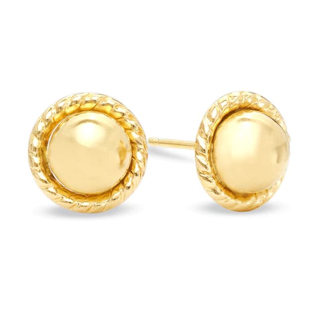 6.0mm Gold Ball with Halo Stud Earrings in 14K Gold