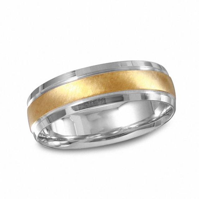 6.0mm Multi-Finish Wedding Band 10K Two-Tone Gold