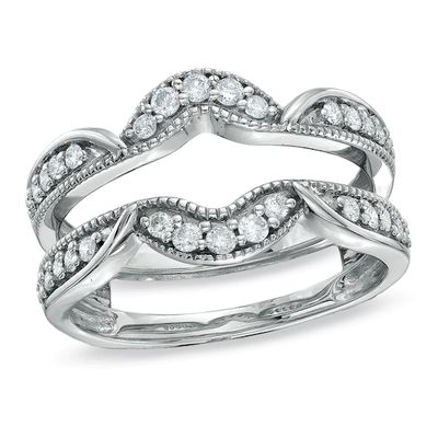 1/3 CT. T.w. Diamond Vintage Solitaire Enhancer in 14K White Gold