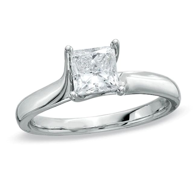 1 CT. Certified Princess-Cut Diamond Solitaire Engagement Ring in 14K White Gold (I/Si2)