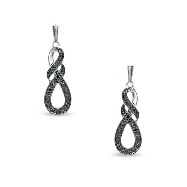 1/10 CT. T.w. Black Diamond Swirl Drop Earrings in Sterling Silver