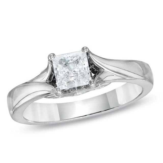 1 CT. T.w. Princess-Cut Diamond Solitaire Engagement Ring in 14K White Gold