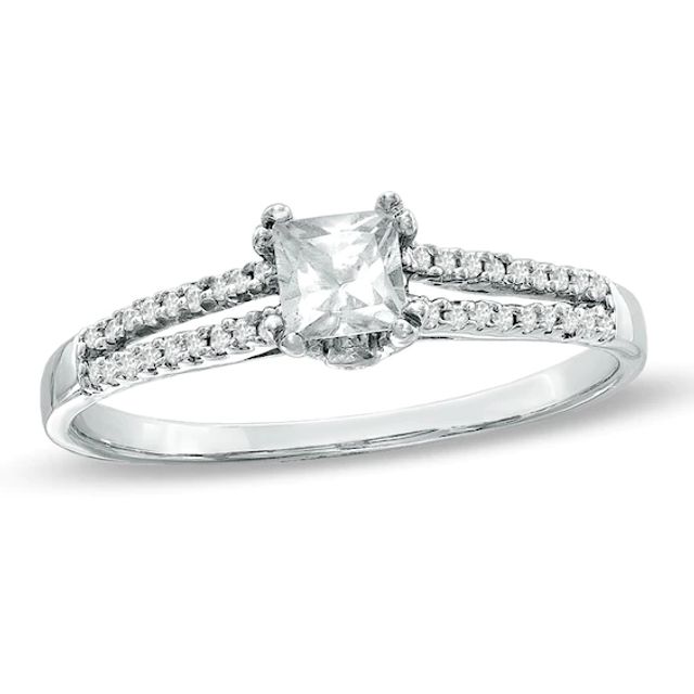 1/3 CT. T.w. Princess-Cut Diamond Split Shank Engagement Ring in 10K White Gold