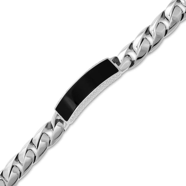 Men's 15mm Black Onyx ID Bracelet in Stainless Steel