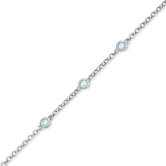 Aquamarine Station Bracelet in Sterling Silver