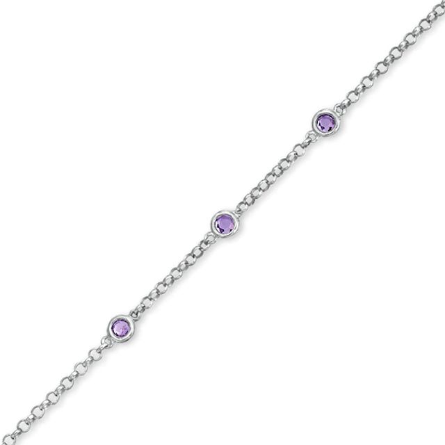 Amethyst Station Bracelet in Sterling Silver