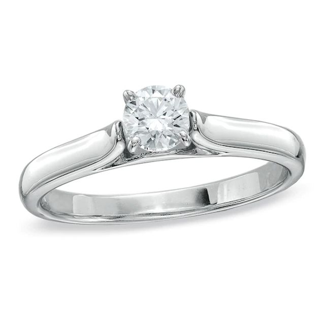 3/8 CT. Certified Diamond Solitaire Engagement Ring in 14K White Gold (F/I1)