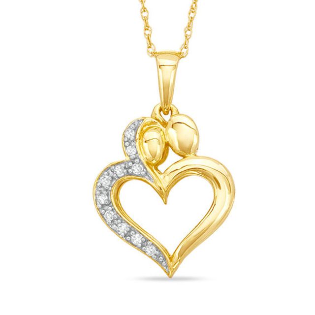 Diamond Accent Motherly Love Pendant in 10K Gold