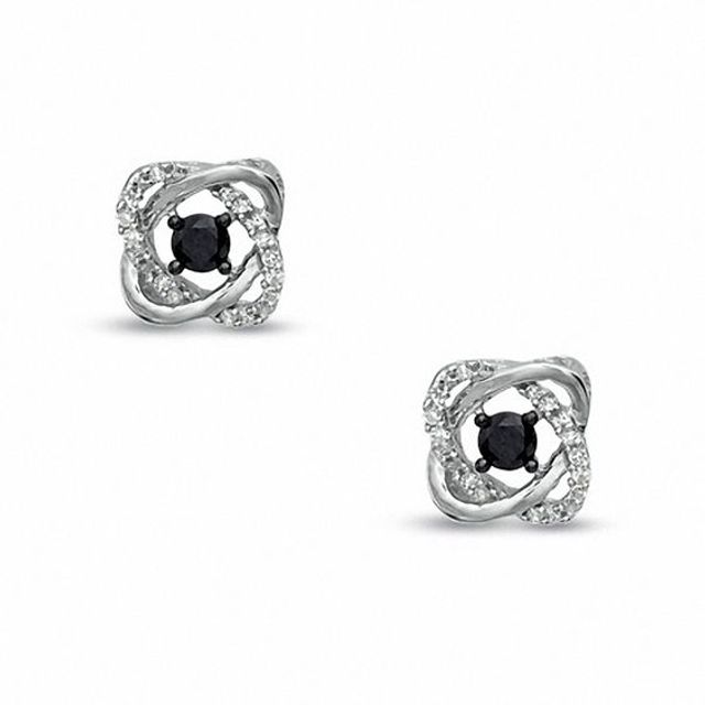1/4 CT. T.w. Enhanced Black and White Diamond Orbit Stud Earrings in 10K White Gold
