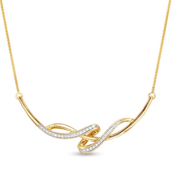 1/5 CT. T.w. Diamond Twist Necklace in 10K Gold