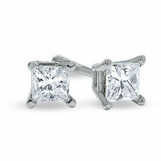 1/4 CT. T.w. Certified Diamond Princess-Cut Solitaire Stud Earrings in Platinum (I/Si2)