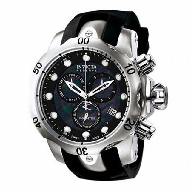 Men's Invicta Venom Chronograph Strap Watch with Black Mother-of-Pearl Dial (Model: 6117)