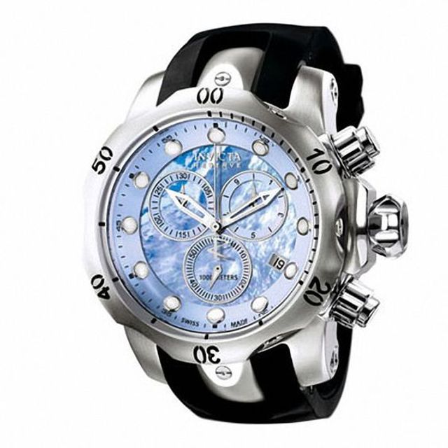 Men's Invicta Venom Chronograph Strap Watch with Blue Mother-of-Pearl Dial (Model: 6118)