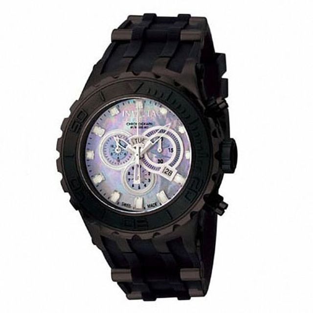 Men's Invicta Reserve Black Watch with Mother-of-Pearl Dial (Model: 0508)