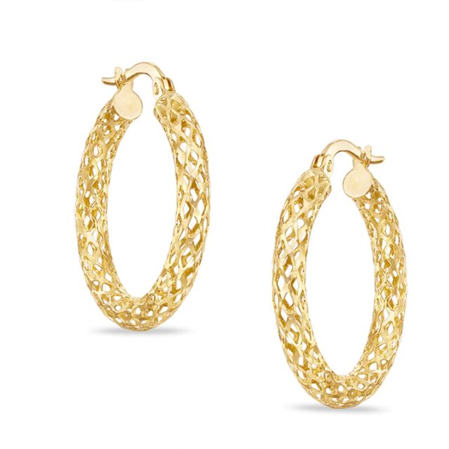 Diamond-Cut Mesh Hoop Earrings in 10K Gold