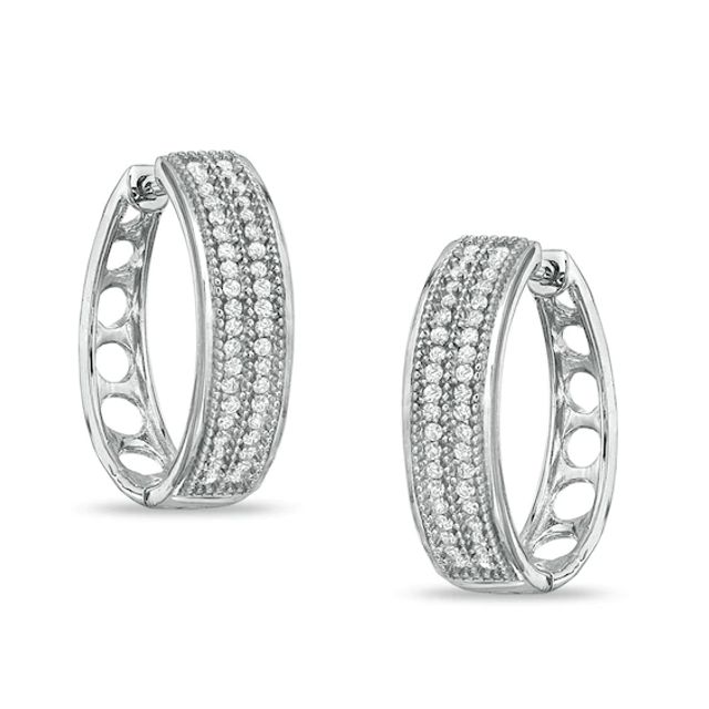 1/4 CT. T.w. Diamond Hoop Earrings in Sterling Silver