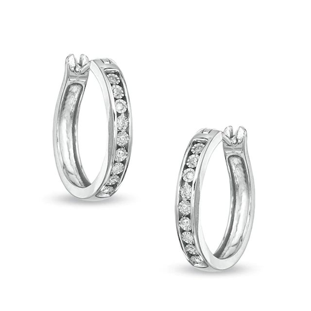 Diamond Accent Hoop Earrings in Sterling Silver