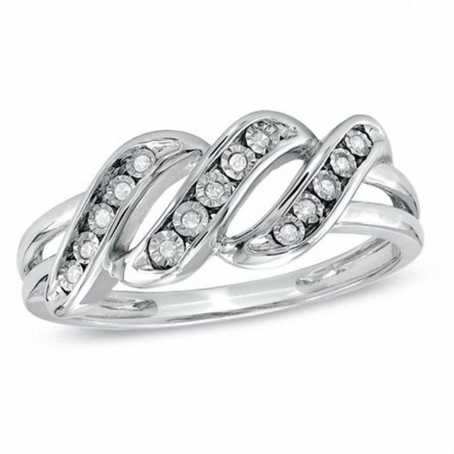 Diamond Accent Three Wave Ring in Sterling Silver
