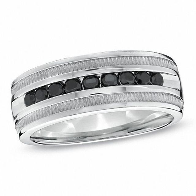 1/2 CT. T.w. Black Diamond Channel Band in Sterling Silver