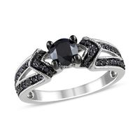 1 CT. T.w. Black Diamond Engagement Ring in Sterling Silver