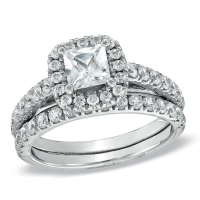 1-3/4 CT. T.w. Princess-Cut Diamond Frame Bridal Set in 14K White Gold