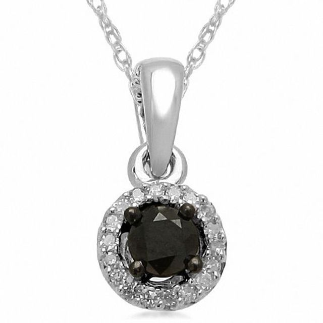 Black Mystique 1/5 CT. T.w. Enhanced Black and White Diamond Frame Pendant in 10K White Gold