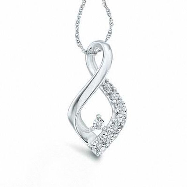 Diamond Accent Fancy Teardrop Pendant in Sterling Silver