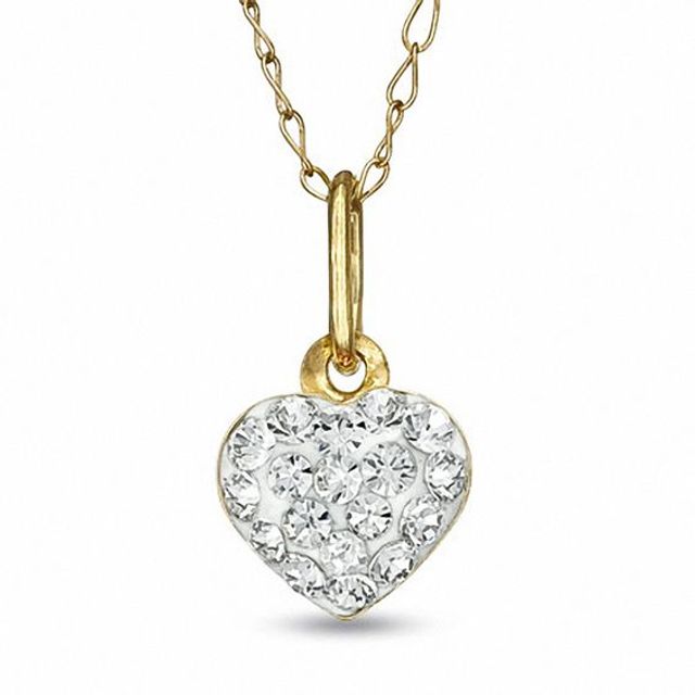 Child's Crystal Heart Pendant in 14K Gold - 13"