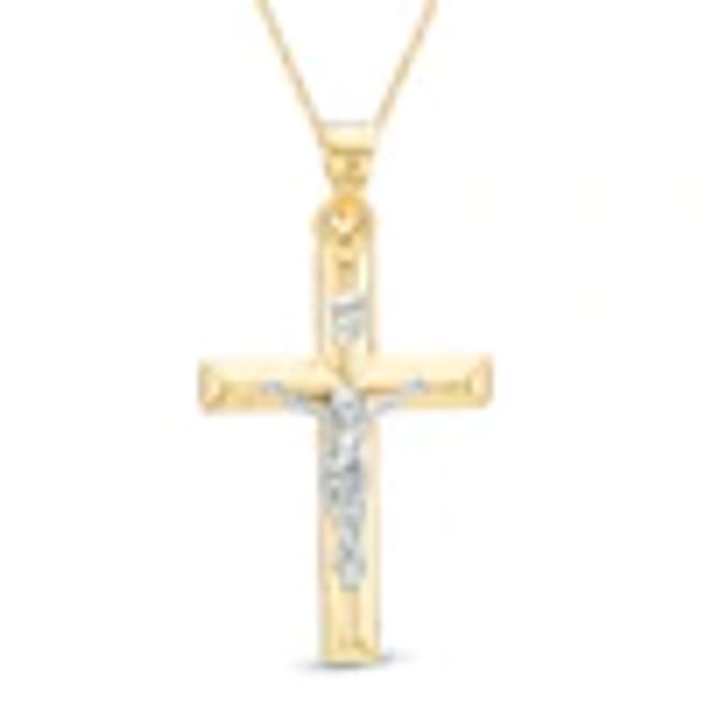 Crucifix Necklace Charm in 14K Two-Tone Gold