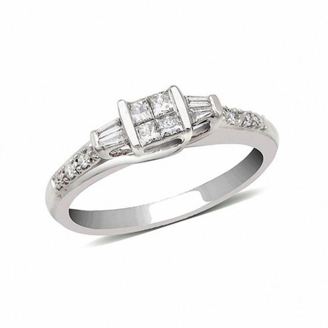 Cherished Promise Collectionâ¢ 1/4 CT. T.w. Princess-Cut Quad Diamond Ring in 10K White Gold