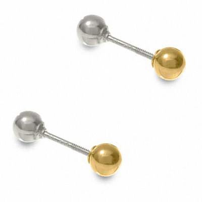 Child's Reversible 14K White and Yellow Gold Ball Stud Earrings