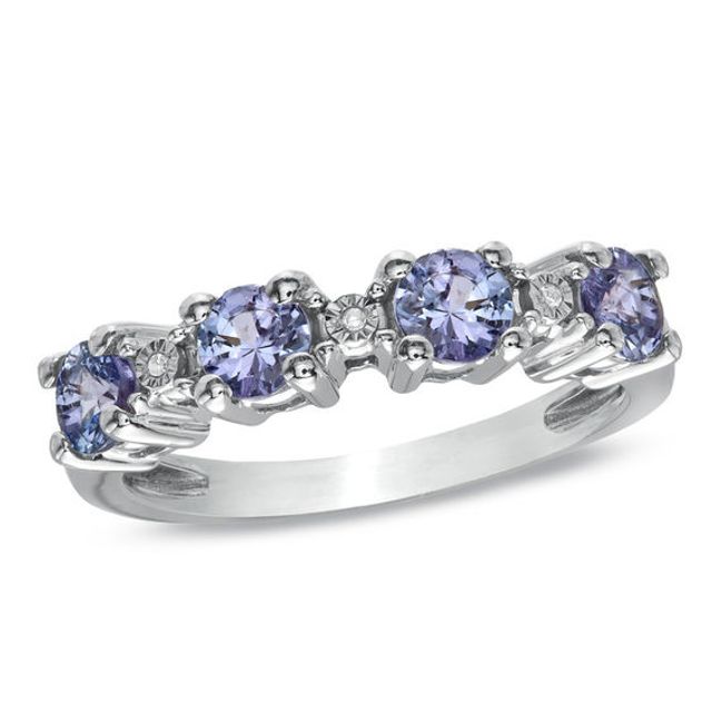 Tanzanite and Diamond Accent Ring in 10K White Gold