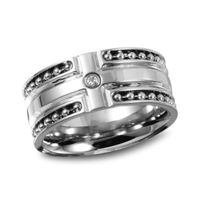 Men's 10.0mm Diamond Accent Cross Band in Stainless Steel