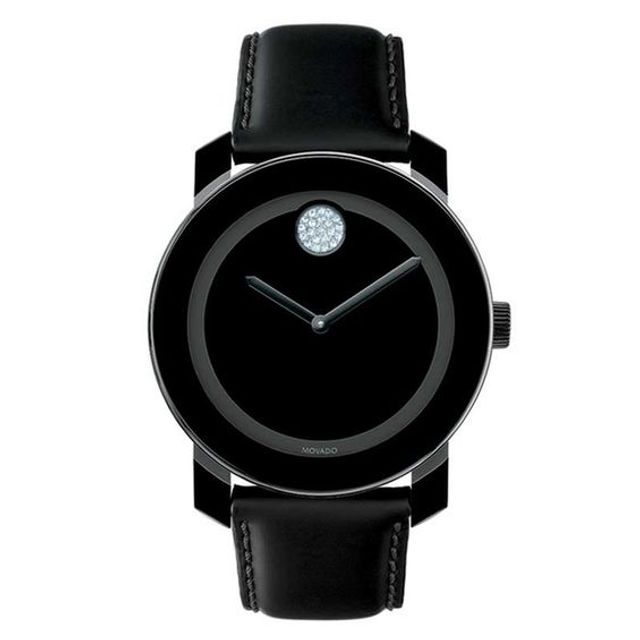 Men's Movado BoldÂ® Crystal Dot Watch with Round Black Museum Dial (Model: 3600044)