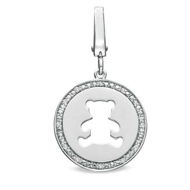 Tiny Toesâ¢ Diamond Accent Teddy Bear Disc Charm in Sterling Silver