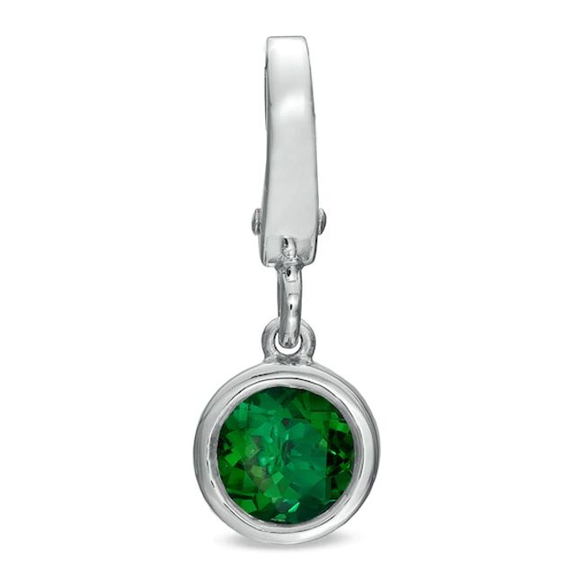Tiny Toesâ¢ 6.0mm Lab-Created Emerald Bracelet Charm in Sterling Silver