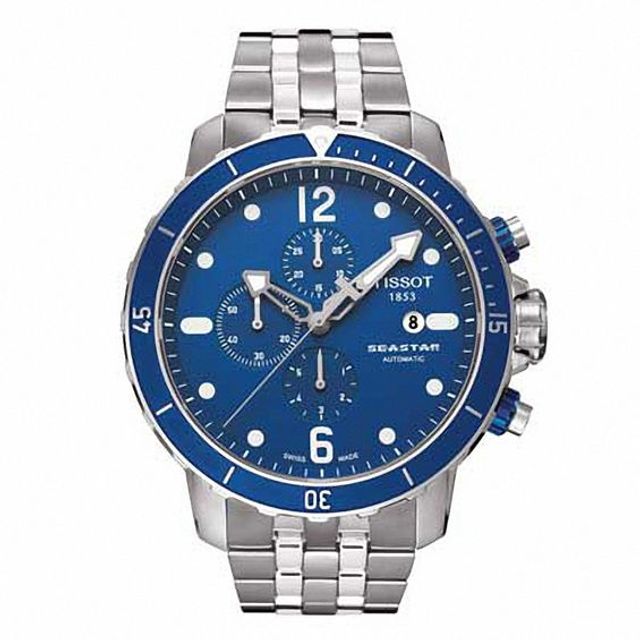 Men's Tissot Seastar 1000 Automatic Chronograph Watch with Blue Dial (Model: T066.427.11.047.00)