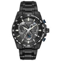 Men's Citizen Eco-DriveÂ® Perpetual A-T Chronograph Black IP Watch with Black Dial (Model: At4007-54E)