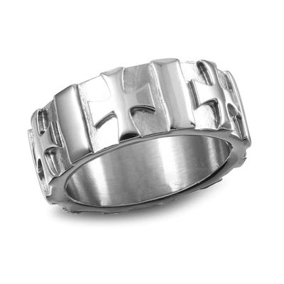 Men's Diamond Accent 9.0mm Cross Band in Stainless Steel