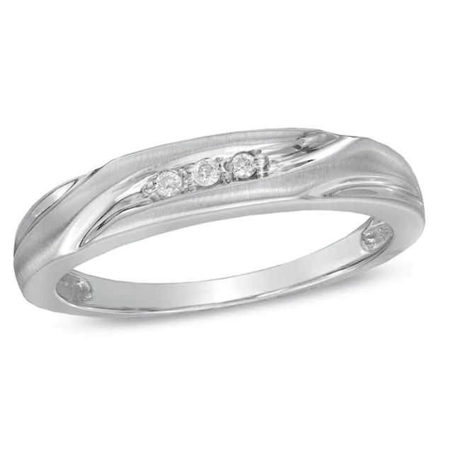 Ladies' Diamond Accent Wedding Band in 10K White Gold