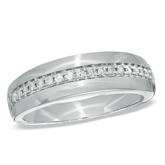 Men's 1/5 CT. T.w. Diamond Wedding Band in 10K White Gold