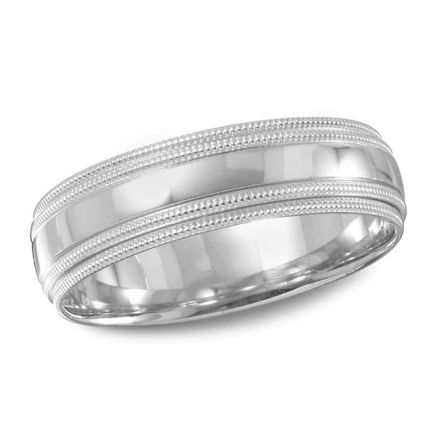 6mm Diamond-Cut Slant Comfort Fit Wedding Band in Solid Sterling